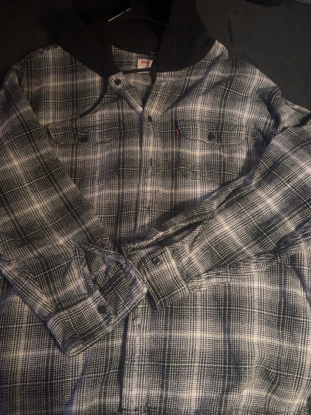 Levi's Black & White Plaid Shirt Jacket